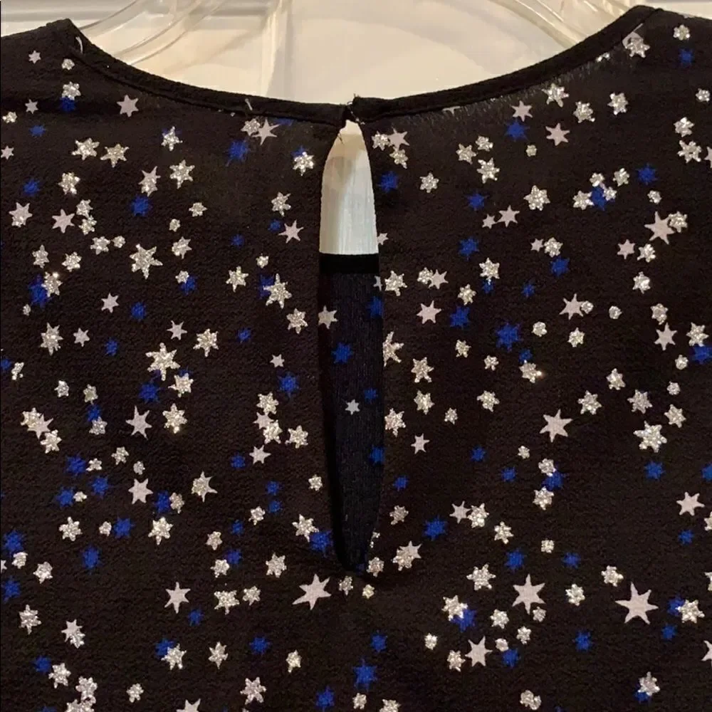 Michael Kors black glitter stars bell sleeve top S